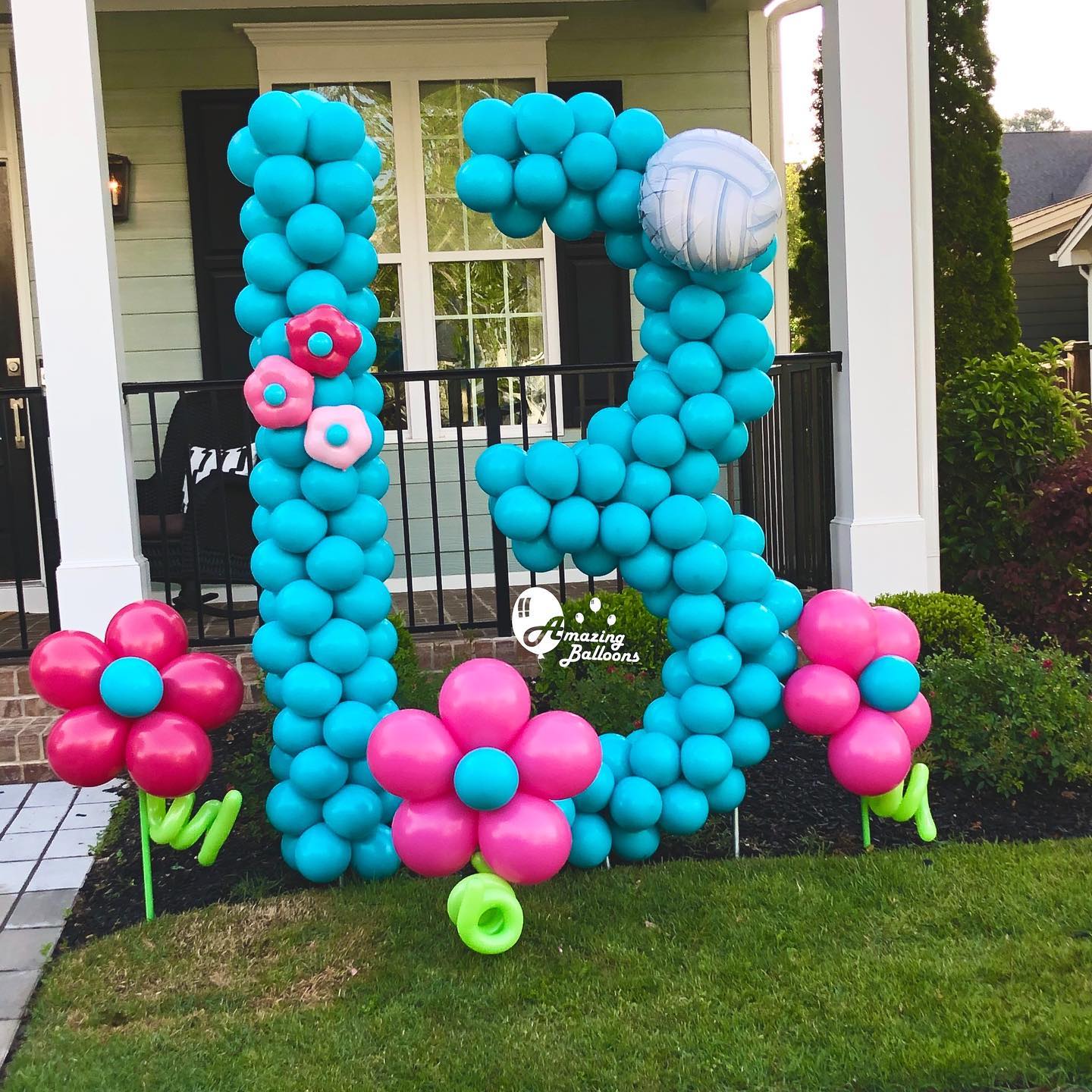 Large 13 year old balloon decor for front yard