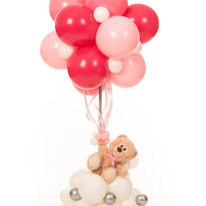 Pink Teddy Balloons with Teddy Bear